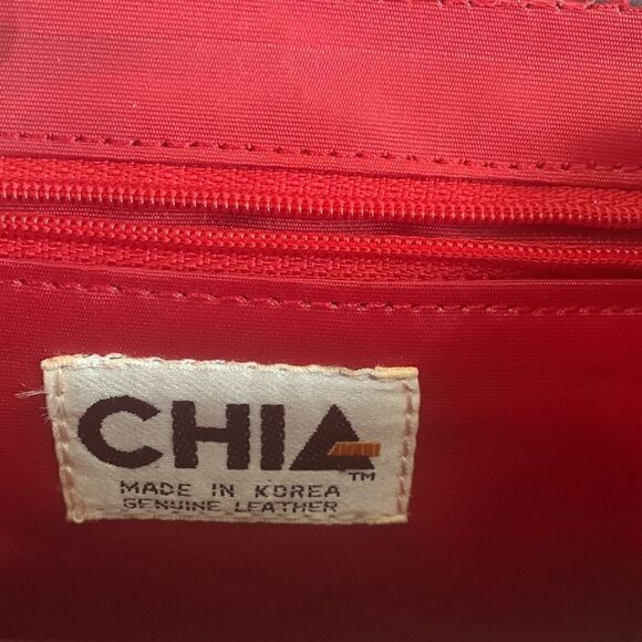 Vintage 80’s Chia Red/Black Leather Houndstooth Crossbody Mini Bag Made In Korea - Picture 11 of 17